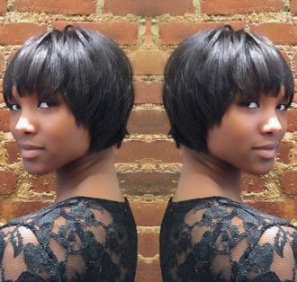 African American cropped bob hairstyle