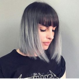 bob with black into gray ombre