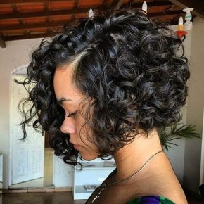 chin-length curly bob hairstyle