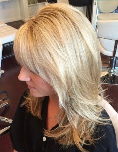 layered blonde haircut for medium hair